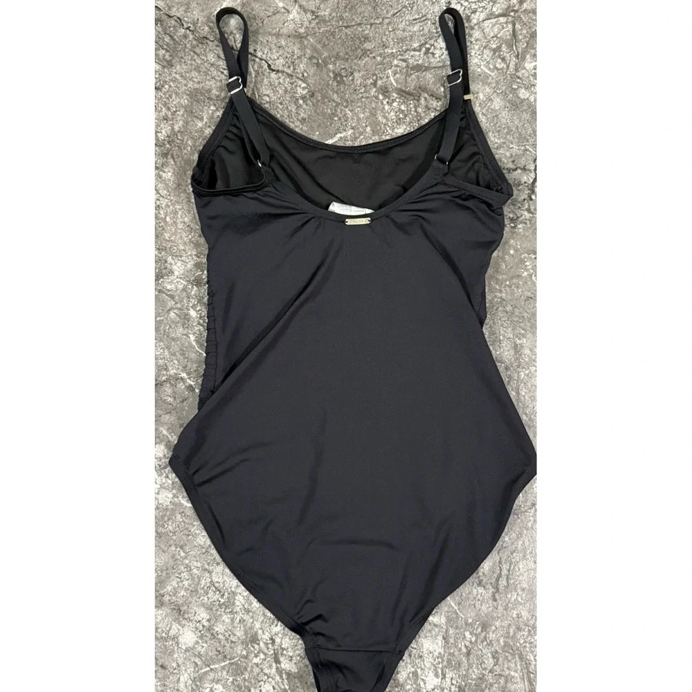 Calvin Klein One Piece Swimsuit Size 14 Bronze Side Pleats Full Coverage - Picture 4 of 12